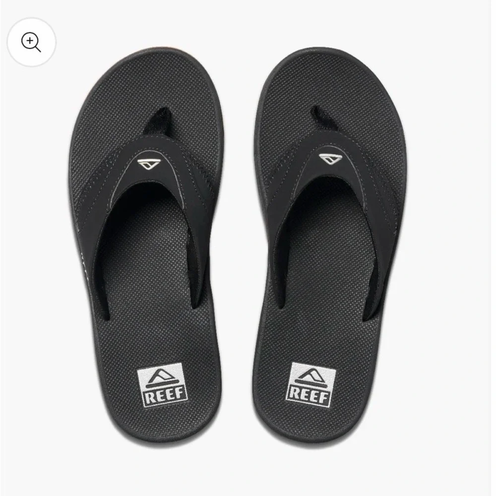 Reef Black and Silver Fanning Flip-Flop with Bottle Opener